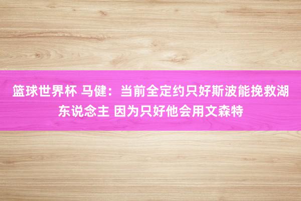 篮球世界杯 马健：当前全定约只好斯波能挽救湖东说念主 因为只好他会用文森特