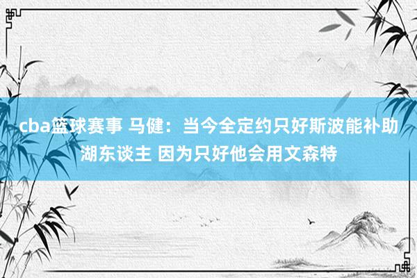 cba篮球赛事 马健：当今全定约只好斯波能补助湖东谈主 因为只好他会用文森特