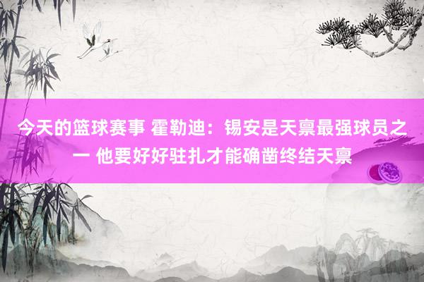 今天的篮球赛事 霍勒迪：锡安是天禀最强球员之一 他要好好驻扎才能确凿终结天禀