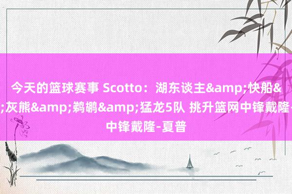 今天的篮球赛事 Scotto：湖东谈主&快船&灰熊&鹈鹕&猛龙5队 挑升篮网中锋戴隆-夏普